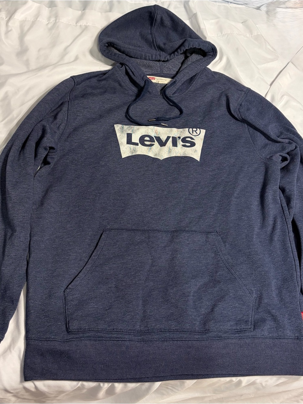 Levi's Batwing Housemark Logo Graphic Hoodie Navy Blue Mens L